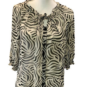 EAST 5TH Zebra Strip Sheer Blouse NWT